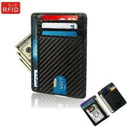 Men's Card Wallet Credit Card Holders RFID Blocking Carbon Fiber Minimalist Wallets Cardholder Case Male Thin Slim Smart Wallet