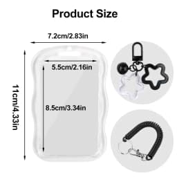 Cute Photocard Holder Keychain Kpop Photo Card Holder Star Wave Transparent Pc Holder for Student Card Photo Protector