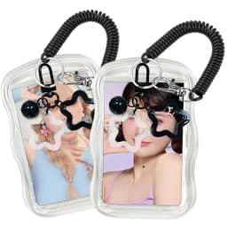 Cute Photocard Holder Keychain Kpop Photo Card Holder Star Wave Transparent Pc Holder for Student Card Photo Protector