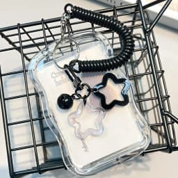 Cute Photocard Holder Keychain Kpop Photo Card Holder Star Wave Transparent Pc Holder for Student Card Photo Protector