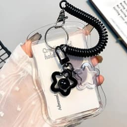 Cute Photocard Holder Keychain Kpop Photo Card Holder Star Wave Transparent Pc Holder for Student Card Photo Protector