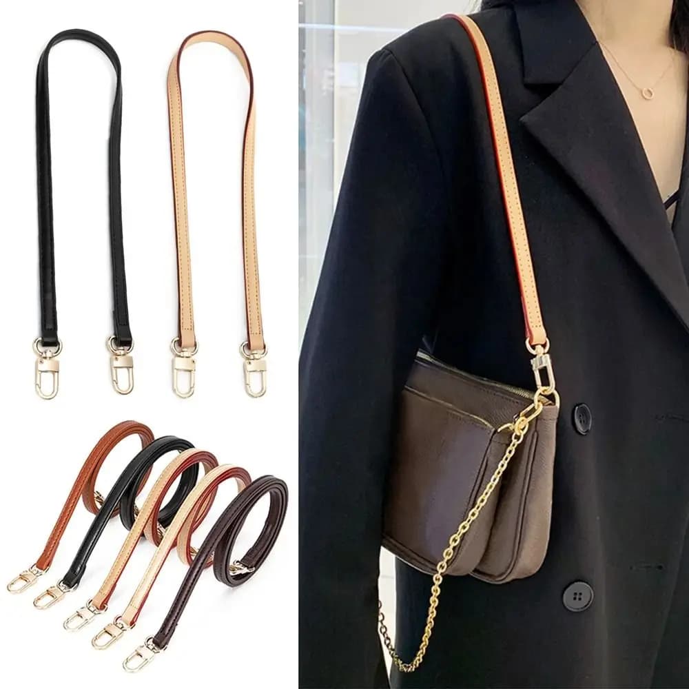 Fashion Leather Bag Strap Replacement Adjustable Handbag Belt Solid Color Thin Shoulder Bag Strap High Quality Bag Accessories