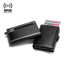 Carbon Fiber Wallet For Men Credit Card Holder RFID Blocking Thin Mini Aluminium Metal Wallets Coin Pocket Money Bag Vallet