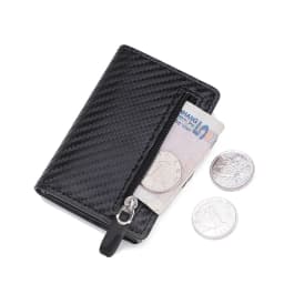 Carbon Fiber Wallet For Men Credit Card Holder RFID Blocking Thin Mini Aluminium Metal Wallets Coin Pocket Money Bag Vallet