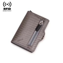 Carbon Fiber Wallet For Men Credit Card Holder RFID Blocking Thin Mini Aluminium Metal Wallets Coin Pocket Money Bag Vallet