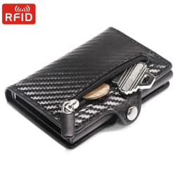 Carbon Fiber Wallet For Men Credit Card Holder RFID Blocking Thin Mini Aluminium Metal Wallets Coin Pocket Money Bag Vallet