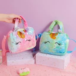 Baby Stuff Fashion Bag Unicorn Tie-Dye Plush Shoulder Bag Cute Shoulder Storage Bag Colorful Girly Crossbody Bag