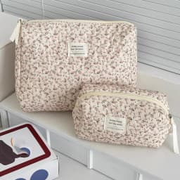 Wholesale Vintage Women Floral Print Cosmetic Pouch Handbag Travel Orgainzer Make Up Storage Bag Large Capacity Quilted Bag