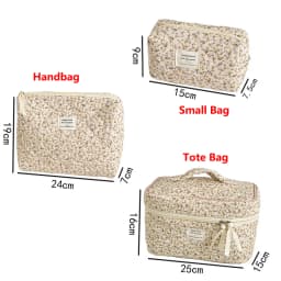 Wholesale Vintage Women Floral Print Cosmetic Pouch Handbag Travel Orgainzer Make Up Storage Bag Large Capacity Quilted Bag