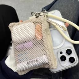 Dual-Layer Mesh Storage Bags Portable Travel Makeup Bag with Zipper Mini Toiletries Cosmetics Organizer Simple Stationery Bag