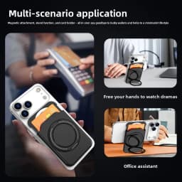 360 Rotating Ring Stand For Magsafe Magnetic Card Holder Wallet Case For iPhone 17 Pro Max 16 15 For Samsung S25 S26 Ultra