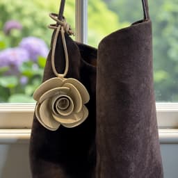 5 Colors Handmade PU Leather Camellia Flower Keychain/Bag Charm-Summer Beach Vibe/Gift-Car/Bag Accessory/Decor-Keychain For Her