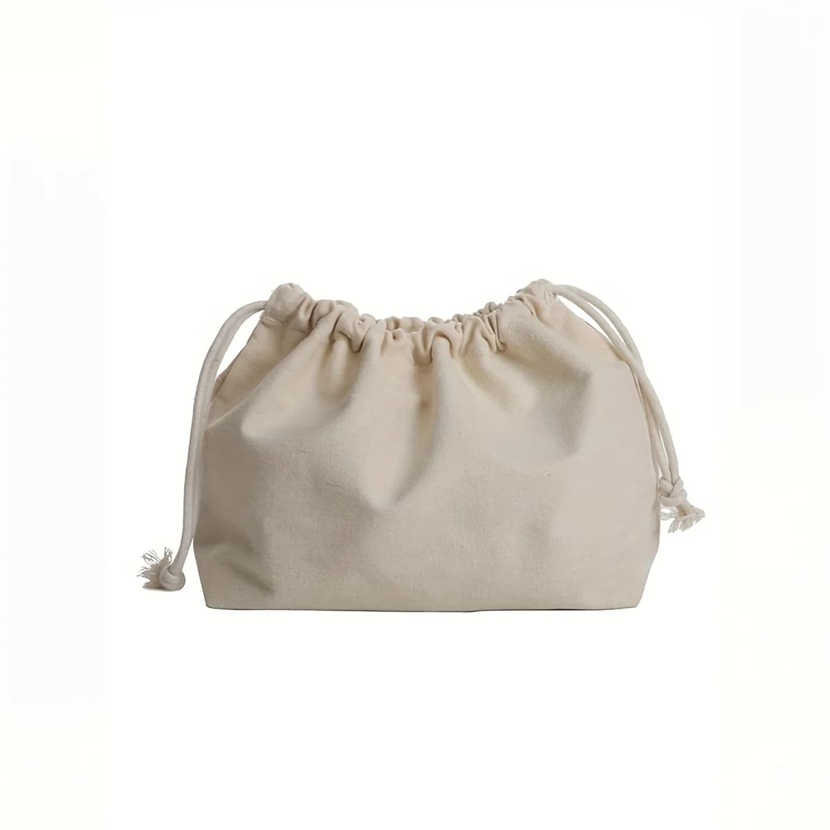 Beige Polyester Double Drawstring Storage Bag Casual Accessory & Cosmetic Organizer with Secure Closure for Home Organization