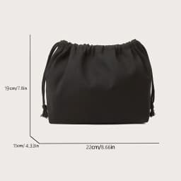 Beige Polyester Double Drawstring Storage Bag Casual Accessory & Cosmetic Organizer with Secure Closure for Home Organization