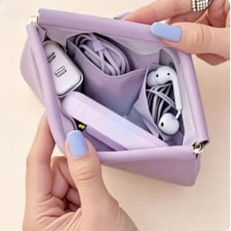 1pc Bullet Storage Bag with Automatic Closure,Wired Headphone Storage Bag,PU Coin Purse,Mini Portable Lipstick and Makeup Bag