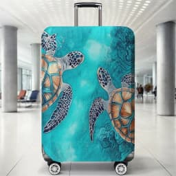 Double Turtle Deep-Sea Pattern Luggage Protection Cover, Suitable for 18-32 Inch Covers, Handle Gloves, Travel Accessory