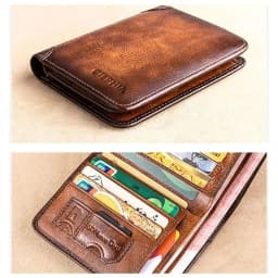 1Pcs Durable PU Leather Men Wallet Vintage RFID Blocking Trifold Wallet Multi-functional Thin ID Credit Card Holder