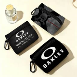 O-Oakleys logo Oxford Cloth Zipper Wallet Multifunctional Hanging Coin Bag For Credit Cards Keys Coins Wireless Earbuds