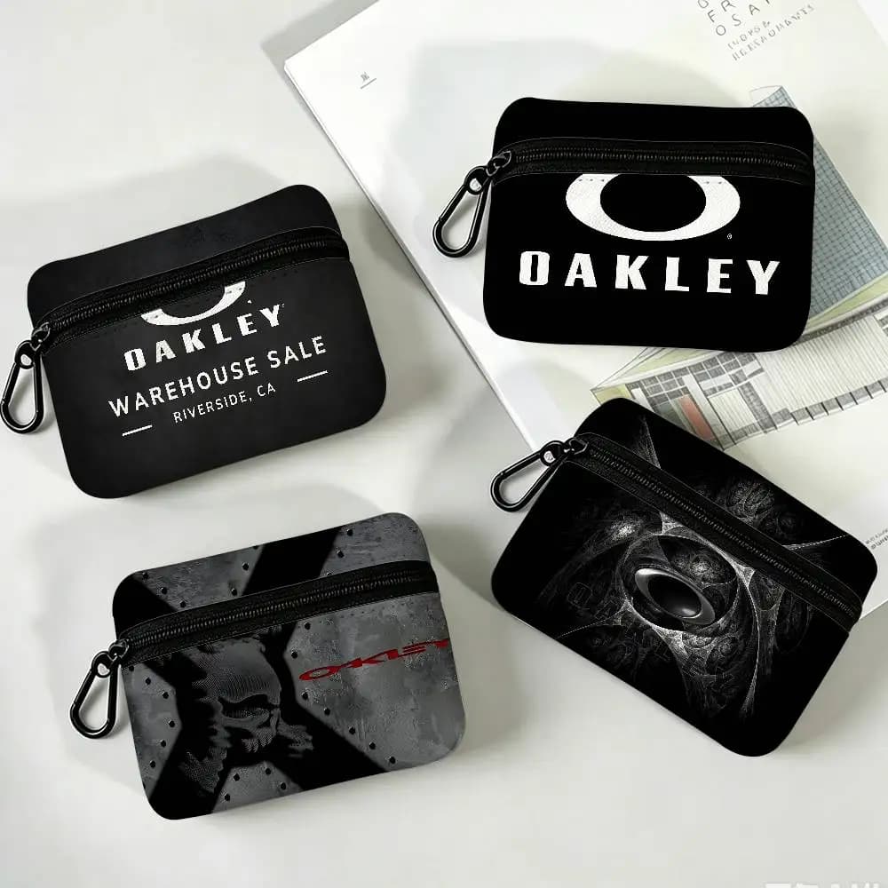 O-Oakleys logo Oxford Cloth Zipper Wallet Multifunctional Hanging Coin Bag For Credit Cards Keys Coins Wireless Earbuds