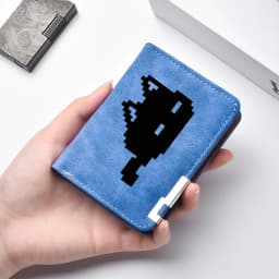 Men's Pixel-Style Cat-Face Design Wallet Casual Simple High-Quality Practical Men's Wallet