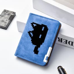 Men's Pixel-Style Cat-Face Design Wallet Casual Simple High-Quality Practical Men's Wallet