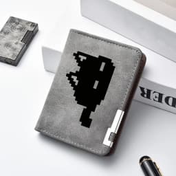 Men's Pixel-Style Cat-Face Design Wallet Casual Simple High-Quality Practical Men's Wallet