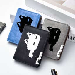 Men's Pixel-Style Cat-Face Design Wallet Casual Simple High-Quality Practical Men's Wallet