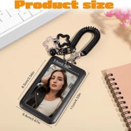 Cute Simple Protective Card Holder with Keychain Colorful Star Retractable Spring Lanyard ID Card Photo Postcard Holder Charms