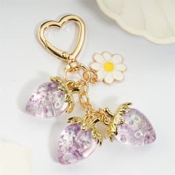 Cute Strawberry Bag Pendant Keychain Heart Flower Daisy Key Chain for Women Girs Bag Pendant Accessories Gift