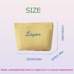 Customised Embroidery/Standard Style 2 Options, Bubble Gauze Striped Makeup Bag, Storage Pouch, Back-to-School Season