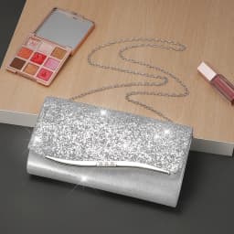 New metallic sequin evening bag - elegant lady-style banquet party dress handbag - fashionable chain strap cross-body bag