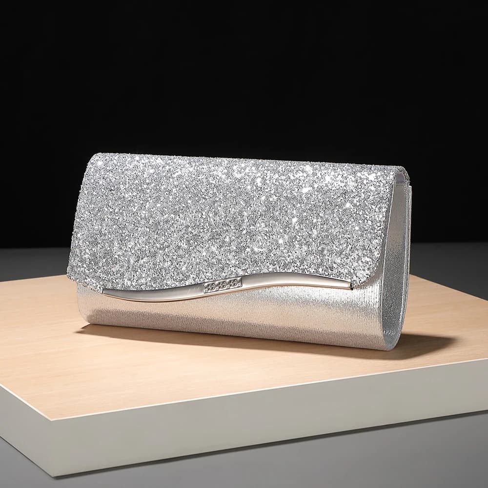 New metallic sequin evening bag - elegant lady-style banquet party dress handbag - fashionable chain strap cross-body bag