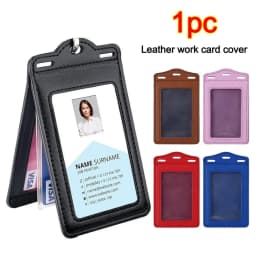 1Pc PU Leather Trifold Duty ID Card Holder Badge Holder for ID Name Card Business Name Tag Student ID Card