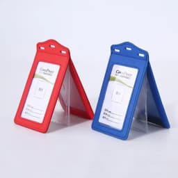1Pc PU Leather Trifold Duty ID Card Holder Badge Holder for ID Name Card Business Name Tag Student ID Card