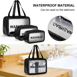 Waterproof Clear Travel Wash Bag Transparent Cosmetic Makeup Organizer Portable Handheld Toiletry Storage for Men S/M/L Sizes