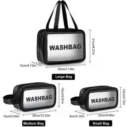 Waterproof Clear Travel Wash Bag Transparent Cosmetic Makeup Organizer Portable Handheld Toiletry Storage for Men S/M/L Sizes