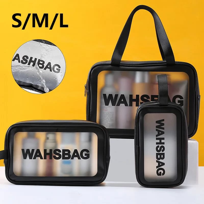 Waterproof Clear Travel Wash Bag Transparent Cosmetic Makeup Organizer Portable Handheld Toiletry Storage for Men S/M/L Sizes