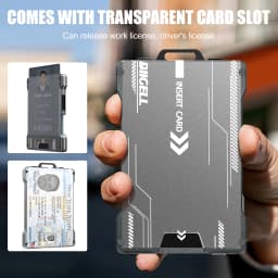 Men's Slim Aluminum RFID Wallet - 15 Card Capacity with Metal Money Clip + Clear ID Window, Anti-Theft Minimalist Design