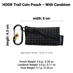 [HODRGEAR] Trail Coin Pouch Ultralight 5.8g UHMWPE Mini Upcycled Gridstop YKK Zipper D-Ring EDC Holder for Backpacking Travel