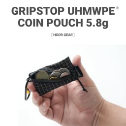 [HODRGEAR] Trail Coin Pouch Ultralight 5.8g UHMWPE Mini Upcycled Gridstop YKK Zipper D-Ring EDC Holder for Backpacking Travel