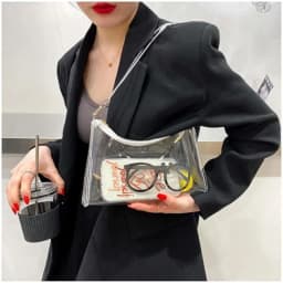 1/2pcs Stylish Transparent PVC Jelly Bag New Moon Shape Daily Underarm Shoulder Bag