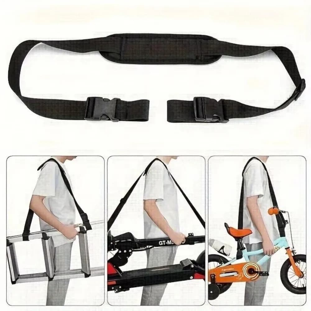 Black Adjustable Folding Bicycle Shoulder Strap Non-Slip Nylon Portable Scooter Shoulder Straps Load Reducing Carrying Strap