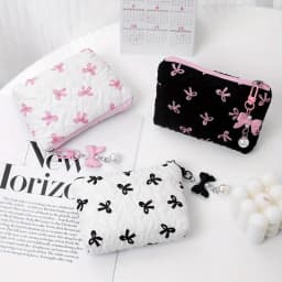Embroidered Bow Makeup Bag, High Appearance Level, Coin Purse Storage Bag, Cute, Large Capacity, High-End Makeup Bag
