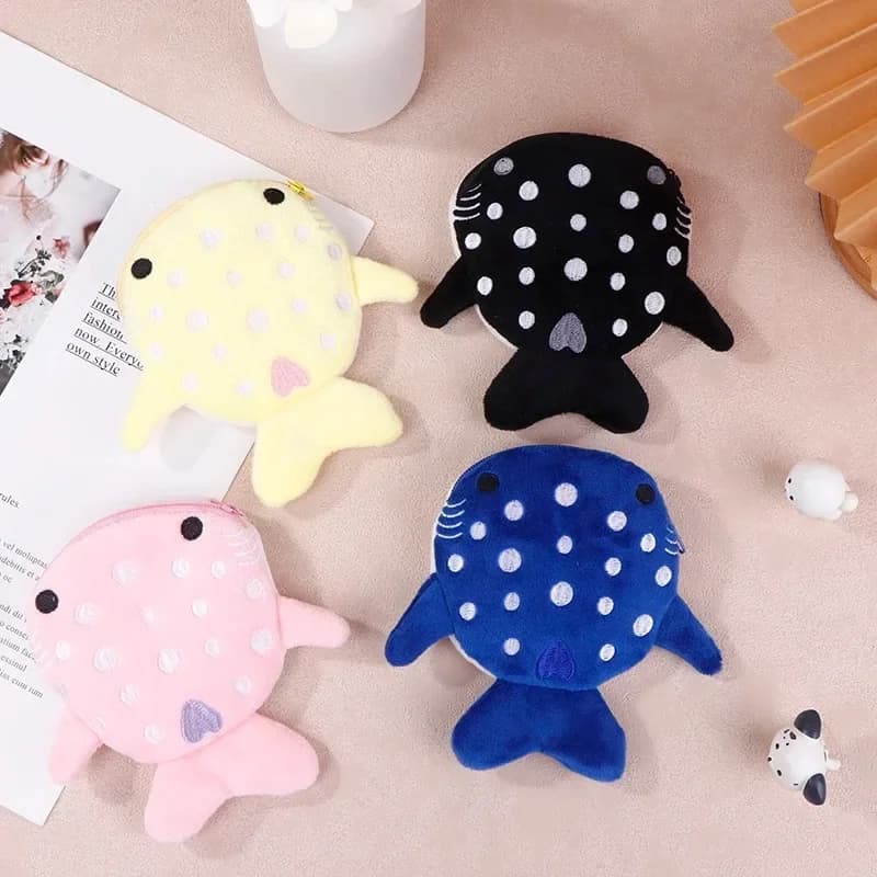 Cartoon Cute Whale Shark Coin Purse Kawaii Wallet Portable Plush Coin Bag Key Earphone Coin Organizer Pouch Zipper Bag Kids Gift