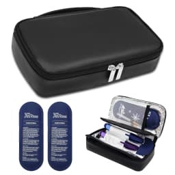 Insulin Bag for Diabetics-Pu Leather Double Layer Case for Insulin Pens, Test Kit, Travel Medical Organizer with Handle
