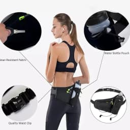 Adjustable Sports Fanny Pack with Water Bottle Holder Multifunctional Outdoor Running Waist Bag for Hiking Cycling Fitness