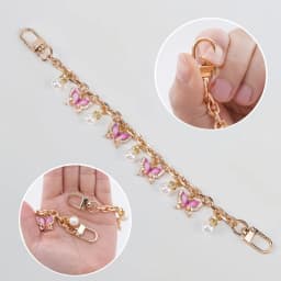 Pink Butterfly Purse Chain Charm Gold Chain Bag Keychains Luxury Pendant Decorativos Hanging Charms
