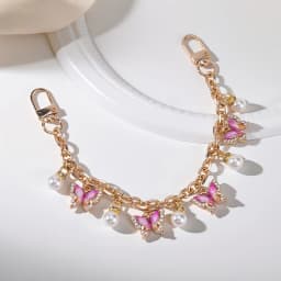 Pink Butterfly Purse Chain Charm Gold Chain Bag Keychains Luxury Pendant Decorativos Hanging Charms