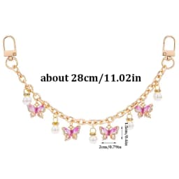 Pink Butterfly Purse Chain Charm Gold Chain Bag Keychains Luxury Pendant Decorativos Hanging Charms
