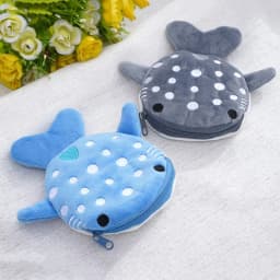 Fashion Cute Blue Shark Mini Whales Coin Purse Plush Zipper Coin Wallet Designer Women's Small Change Bag Key Earphone Pouch